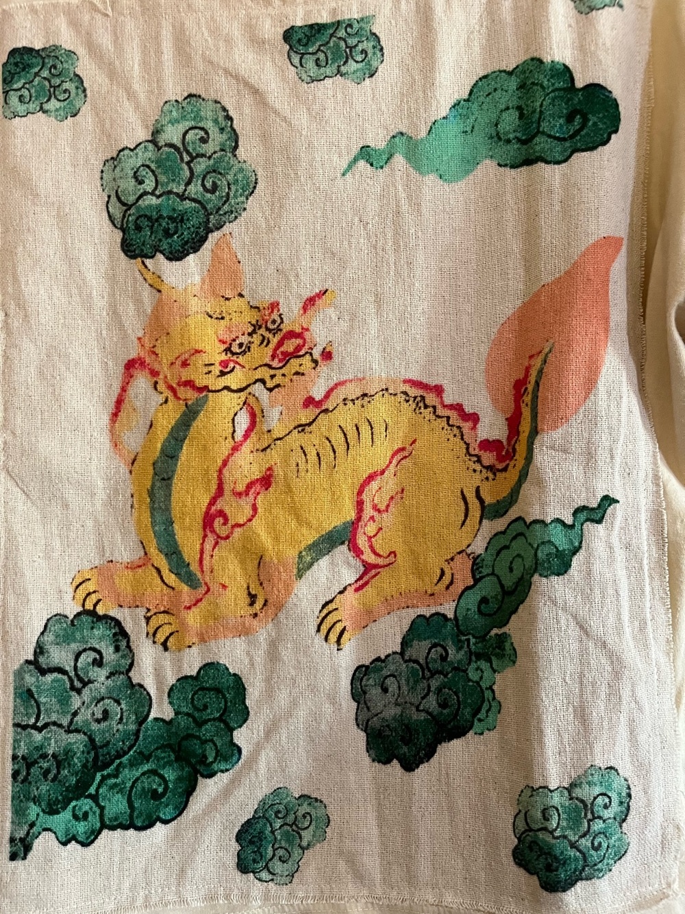 I Love Linen Dragon Tee Magnolia Pearl dragon print NEW Boho - Picture 4 of 5